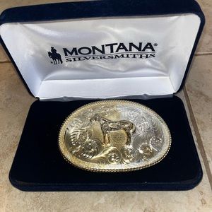 Silver Montana SilverSmiths Belt Buckle with Horse